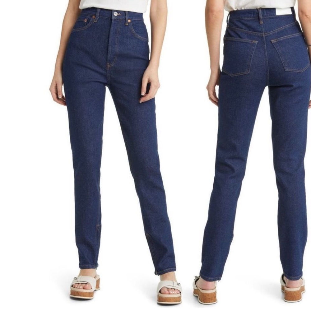 Re/Done drainpipe super high waist skinny jeans in rigid like color size‎ 28 NWT